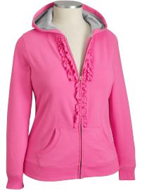 Women's Plus Tuxedo-Ruffle Hoodies Women's Plus Tuxedo-Ruffle Hoodies