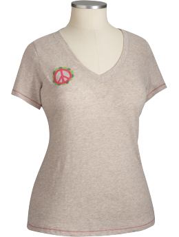 Women's Plus Embroidered-Graphic V-Neck Tees