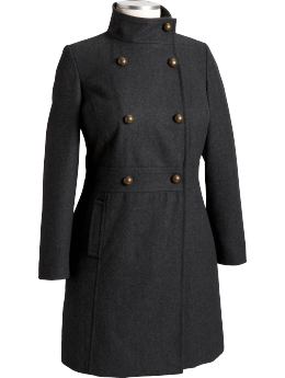 Women's Plus: Women's Plus Long Wool-Blend Cadet Coats - Dark Heather Gray