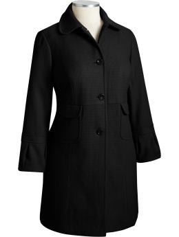 Women's Plus: Women's Plus Wool-Blend Bell-Sleeve Coats - Black Jack