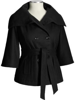 Women's Plus: Women's Plus Short Wool-Blend Coats - Black Jack