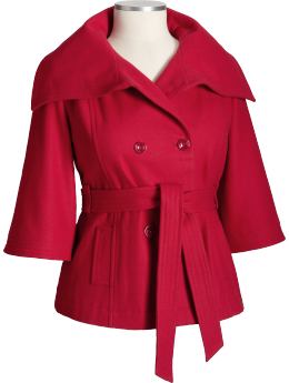 Women's Plus: Women's Plus Short Wool-Blend Coats - Saucy Red