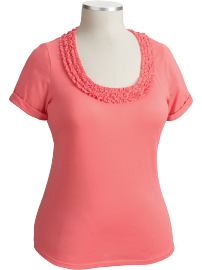 Women's Plus Cuffed Ruffle-Trim Tees