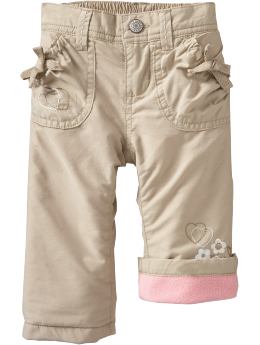 Baby Girls: Micro Performance Fleece-Lined Pants for Baby - Rolled Oats