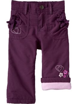 Baby Girls: Micro Performance Fleece-Lined Pants for Baby - Plummy Mummy