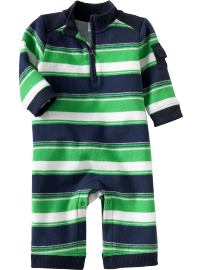 Striped Sueded Fleece One-Pieces for Baby