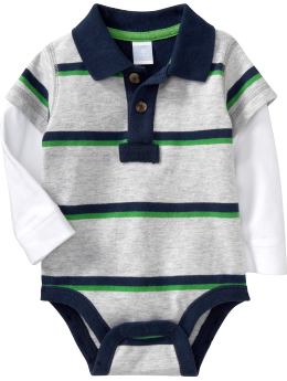 Striped 2-in-1 Polo Bodysuits for Baby