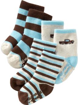 Newborn: Crew-Sock 3-Packs for Baby - Boy Gray Combo