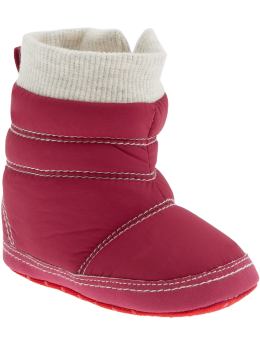 Newborn: Sweater-Trim Booties for Baby - Crimson Red