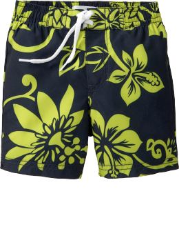 Baby Boys: Hibiscus-Print Swim Trunks for Baby - Ink Blue