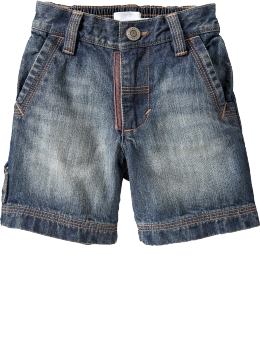 Baby Boys: Denim Painter Shorts for Baby - Medium Wash