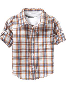Plaid Roll-up Shirts for Baby
