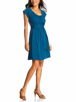 Women: Women's Tie-Front Flutter-Sleeve Dresses - Blue Danube