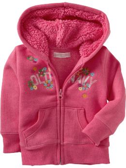 Baby Girls: Sherpa-Lined Graphic Hoodies for Baby - Aphrodite Pink