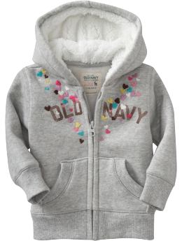 Baby Girls: Sherpa-Lined Graphic Hoodies for Baby - Heather Gray