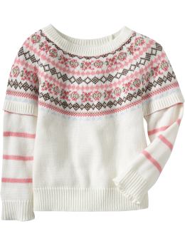 Newborn: 2-in-1 Fair Isle Sweaters for Baby - Marshmallow White