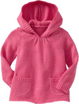Baby Girls: Hooded Babydoll Sweaters for Baby - Aphrodite Pink