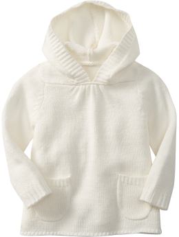Baby Girls: Hooded Babydoll Sweaters for Baby - Marshmallow White