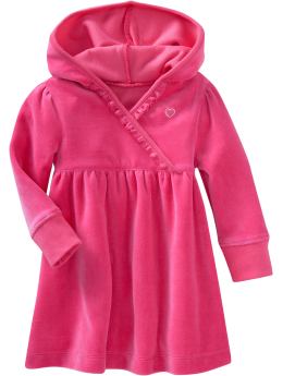 Newborn: Velour Hooded Dresses for Baby - Aphrodite Pink