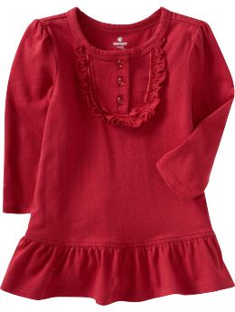 Baby Girls: Ruffled Bib Dresses for Baby - Crimson Red