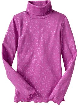 Girls: Girls Lettuce-Edge Turtlenecks - Pink Heat