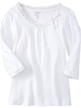Girls: Girls Ruffle-Trim Scoop-Neck Tops - Bright White at ShopHSC.com