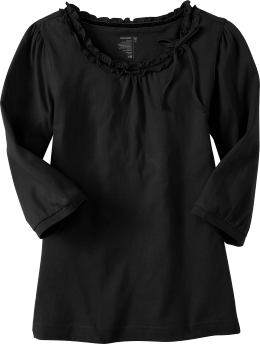 Girls: Girls Ruffle-Trim Scoop-Neck Tops - Black Jack at ShopHSC.com