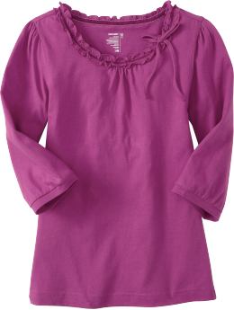 Girls: Girls Ruffle-Trim Scoop-Neck Tops - Pink Heat at ShopHSC.com
