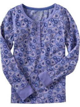 Girls: Girls Graphic Jersey Henleys - Amethyst Mist