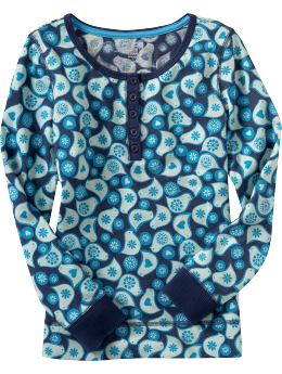 Girls: Girls Graphic Jersey Henleys - Goodnight Nora Print