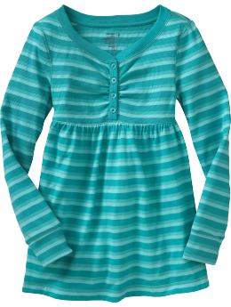 Girls: Girls Henley Babydolls - Green Stripe
