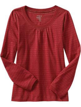 Girls: Girls Puff-Sleeve Tees - Crimson Red