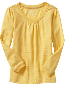 Girls: Girls Puff-Sleeve Tees - Yellow