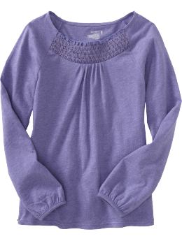 Girls: Girls Smocked Sparkle Tees - Amethyst Mist