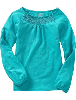 Girls: Girls Smocked Sparkle Tees - Endless Summer