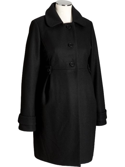 Maternity: Maternity Wool-Blend Button-Tab Coats - Black Jack