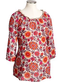 Maternity: Maternity 3/4-Sleeve Gauze Tops - Marzipan