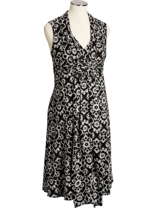 Maternity: Maternity Drape-Front Jersey Dresses - Black Print