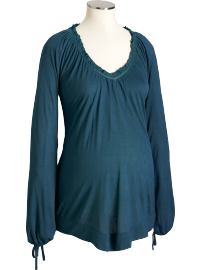 Maternity Ruffled Grosgrain-Trim Tops