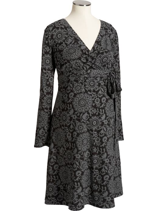 Maternity: Maternity Cross-Front Dresses - Black Print