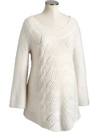 Maternity Metallic Open-Weave Sweaters - Marshmallow White