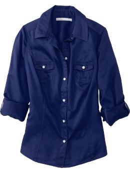 Women: Women's Sateen Roll-Sleeve Camp Shirts - Goodnight Nora