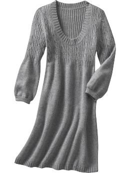 Women: Women's Cable-Knit Sweater Dresses - Heather Gray
