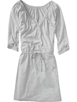 Women: Women's Drawstring-Waist Jersey Dresses - Heather Gray