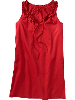 Women: Women's Sateen Ruffle Dresses - Red
