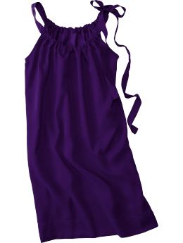 Women: Women's Tie-Shoulder Silky Crepe Shift Dresses - Purple Velvet