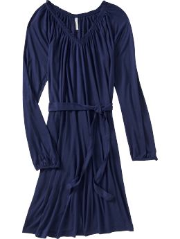 Women: Women's Tie-Belt V-Neck Jersey Dresses - Goodnight Nora