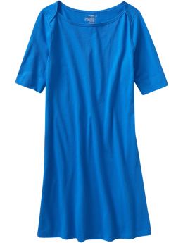 Women: Women's Envelope-Neck Jersey Dresses - Malibu Blue