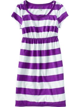 Women: Women's Raw-Hem Jersey Dresses - Purple Stripe