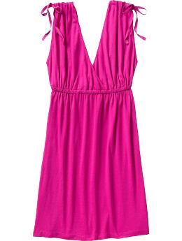 Women: Women's Tie-Shoulder Surplice Dresses - Blink Pink